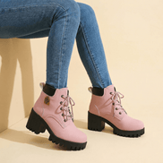 Chunky Platform Lace-Up Combat Boots for Women in Winter