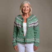 Delia Fair Isle Button-Front Knitted Cardigan for Women