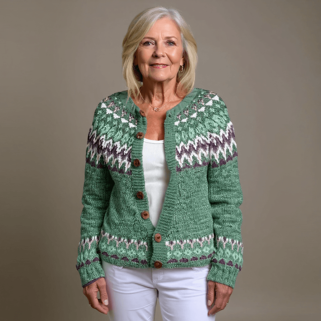 Delia Fair Isle Button-Front Knitted Cardigan for Women