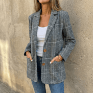 Hartlyn Relaxed Boyfriend-Fit Glen Plaid Women's Tailored Blazer