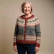 Women's Fair Isle Button-Up Knitted Cardigan with Nordic Yoke Pattern