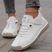 Women's Leather Lace-Up Trainers with Orthopedic Cushioning