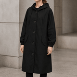 Hooded Midi Coat with Drawstring Waist for Women