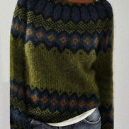 Victoria Fair Isle Geometric Pullover Women's Knitted Jumper with Crew Neck