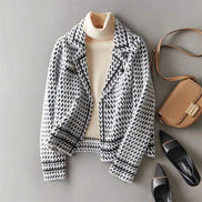 Valencia Weatherproof Houndstooth Blazer in Wool-Cashmere Blend