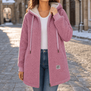 Odile Women's Hooded Fleece Teddy Coat with Zip Front