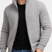 Callum Ribbed Knit Full-Zip Cardigan for Men
