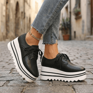 Elara Lace-Up Platform Oxford Faux Leather Comfort Shoes for Women