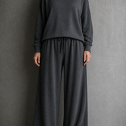 Women's Turtleneck Knitted Jumper and Wide-Leg Trousers Lounge Set