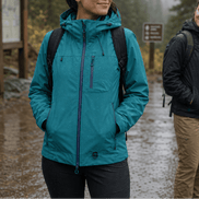 Women's Waterproof Hooded Windbreaker Rain Jacket with Vented Lining