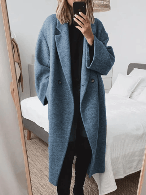 Adrienne Oversized Double-Breasted Wool-Blend Winter Coat for Women