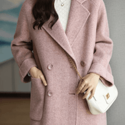 Oihana Women's Double-Breasted Wool-Blend Winter Coat with Self-Tie Belt