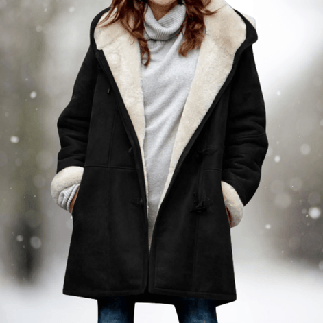 Fiona Women's Shearling-Lined Hooded Faux Suede Winter Coat