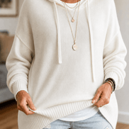 Women's Oversized Hooded Knitted Jumper with Drawstring