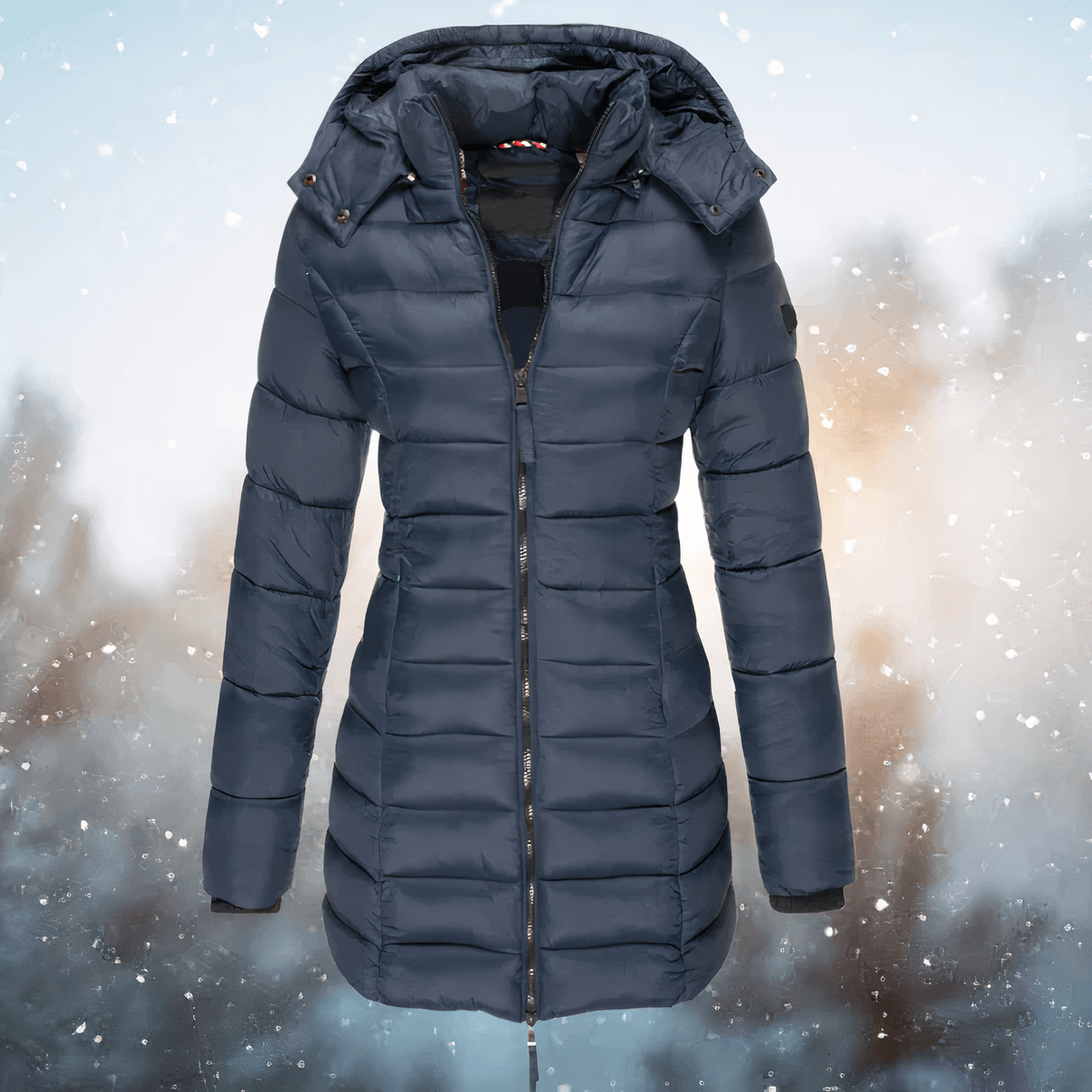 Drune Slim-Fit Hooded Padded Coat for Women in Mid-Length Winter Style