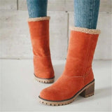 Rosaria Fleece-Lined Faux Suede Women's Boots with Block Heel