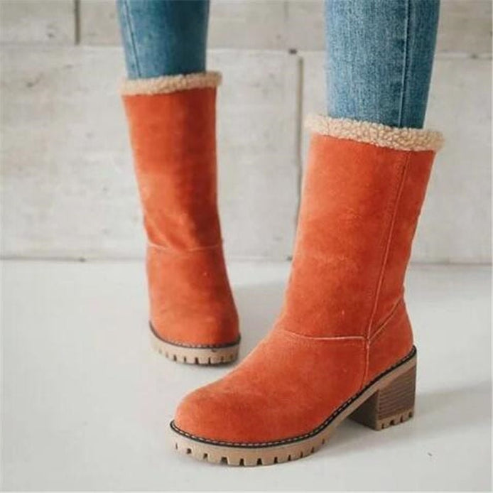 Rosaria Fleece-Lined Faux Suede Women's Boots with Block Heel
