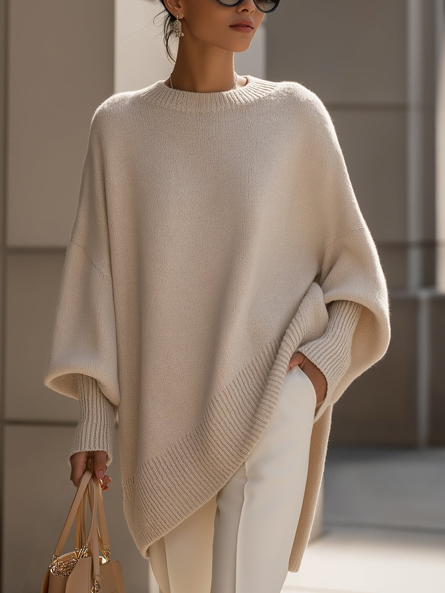 Emma Oversized Asymmetric Hem Wool Blend Women's Knitted Jumper