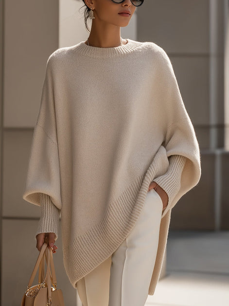 Emma Oversized Asymmetric Hem Wool Blend Women's Knitted Jumper