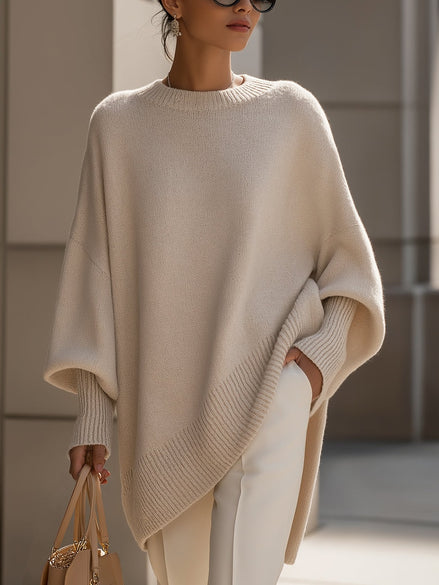 Emma Oversized Asymmetric Hem Wool Blend Women's Knitted Jumper