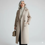 Eluned Women's Double-Breasted Notch-Lapel Longline Winter Coat