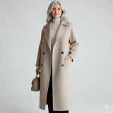 Eluned Women's Double-Breasted Notch-Lapel Longline Winter Coat