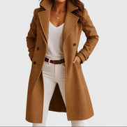 Briony Double-Breasted Notch-Lapel Women's Long Wool-Blend Winter Coat