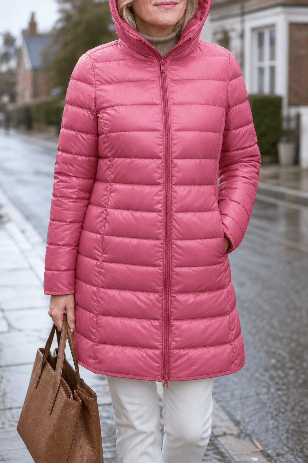 Women's Quilted Puffer Jacket with Detachable Hood and Packable Design