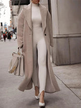 Christy Women's Oversized Longline Wool Blend Coat with Lapel Collar