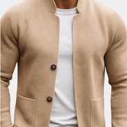 Men's Structured Knit Blazer Cardigan with Mandarin Collar