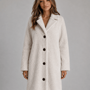 Women's Longline Teddy Borg Fleece Button-Front Jacket