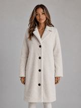 Women's Longline Teddy Borg Fleece Button-Front Jacket