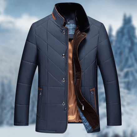 Victor Diamond Quilted Puffer Jacket with Fur Collar for Men
