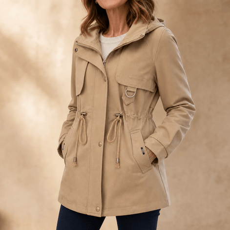Midluna Adjustable Waist Mid-Length Hooded Winter Parka for Women