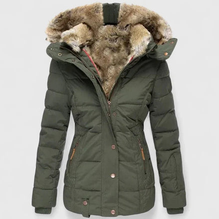Veyzandra Faux Fur Hooded Padded Puffer Jacket for Women