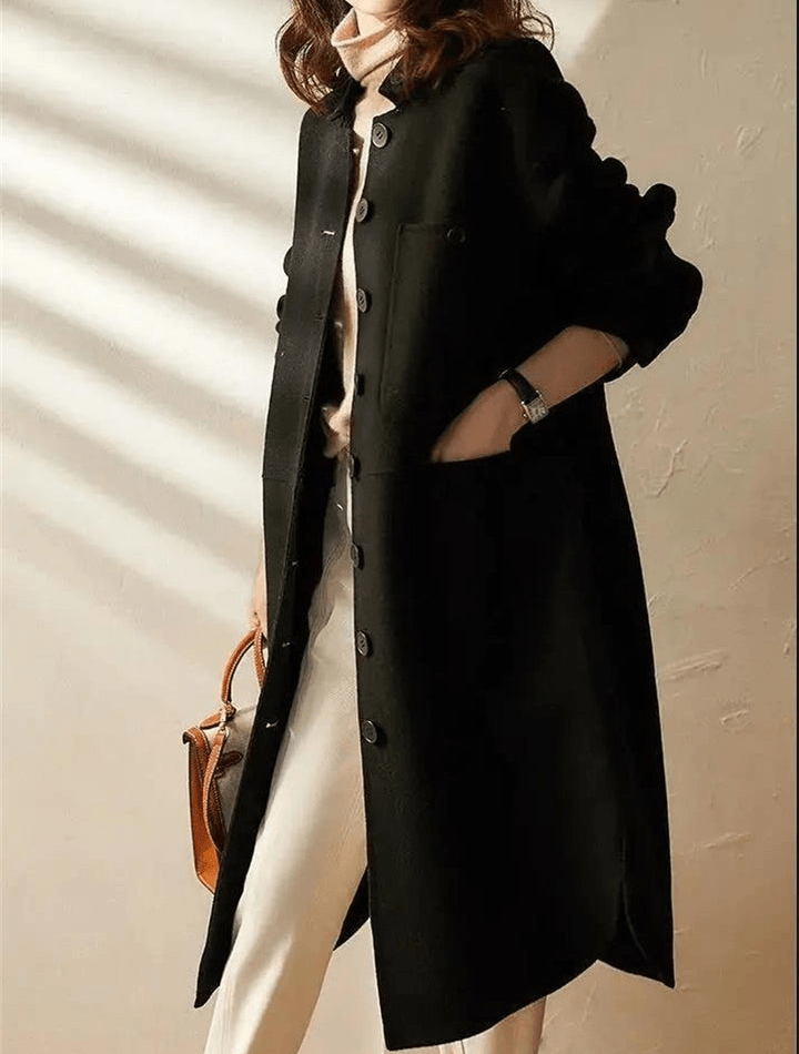 Maria Button-Front A-Line Wool-Blend Winter Coat for Women