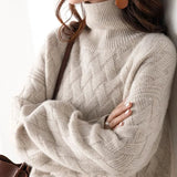 Women's Cable-Knit Turtleneck Jumper with Cashmere Blend