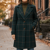 Women's Oversized Plaid Wool-Look Coat with Two-Button Front