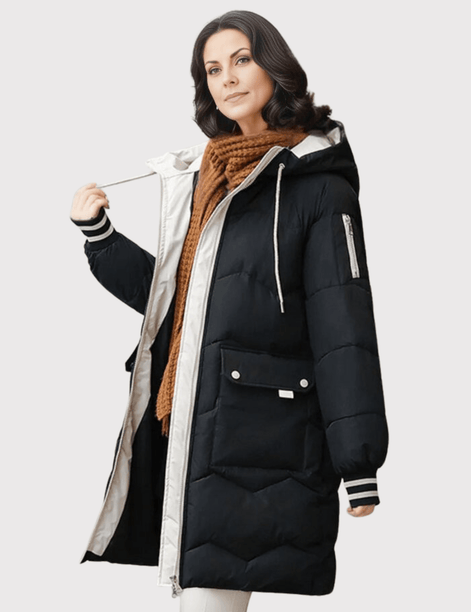 Hooded Longline Quilted Puffer Coat with Drawstring Waist