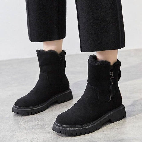 Stanislava Faux Fur Lined Winter Ankle Boots in Synthetic Leather