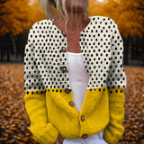 Adeline Colour-Block Polka Dot Women's Knitted Cardigan