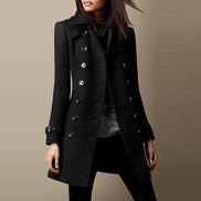 Janice Women's Double-Breasted Mid-Length Wool Blend Winter Coat