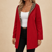 Reversible Leopard Print Hooded Coat for Women in Winter