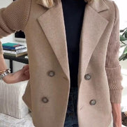Sorelle Double-Breasted Women's Tailored Blazer with Knit Sleeves