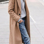 Angelika Oversized Lapel Long Wool-Blend Winter Coat for Women