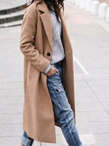 Angelika Oversized Lapel Long Wool-Blend Winter Coat for Women