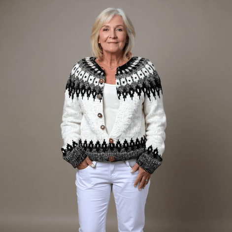 Ava Women's Fair Isle Knitted Cardigan with Button Front