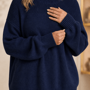 Women's Ribbed Dropped-Shoulder Oversized Knitted Jumper