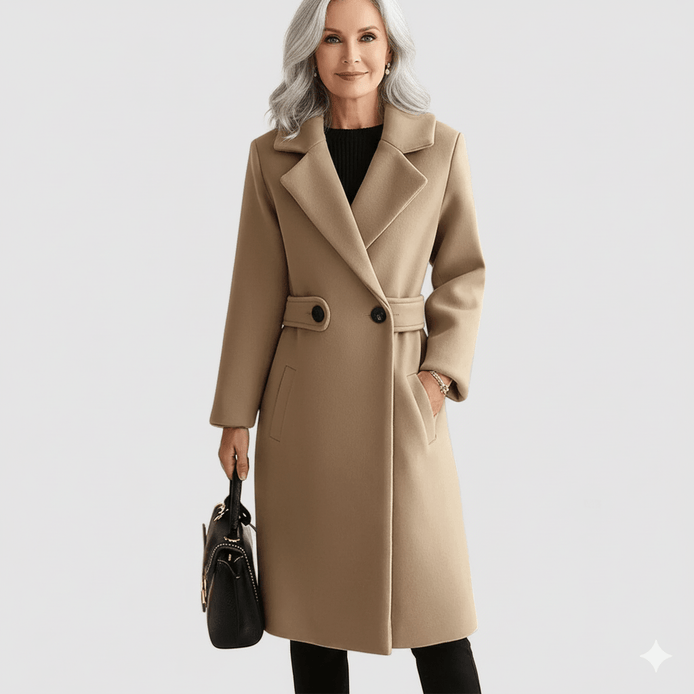 Rosa Belted Longline Wool-Blend Coat for Women in Winter