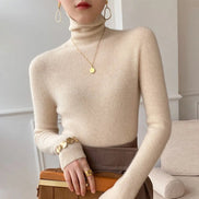 Camille Slim Fit Cashmere Blend Ribbed Turtleneck Jumper for Ladies